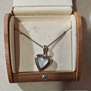 Kabana 925 Sterling Silver and Mother Of Pearl Inlay Heart Locket